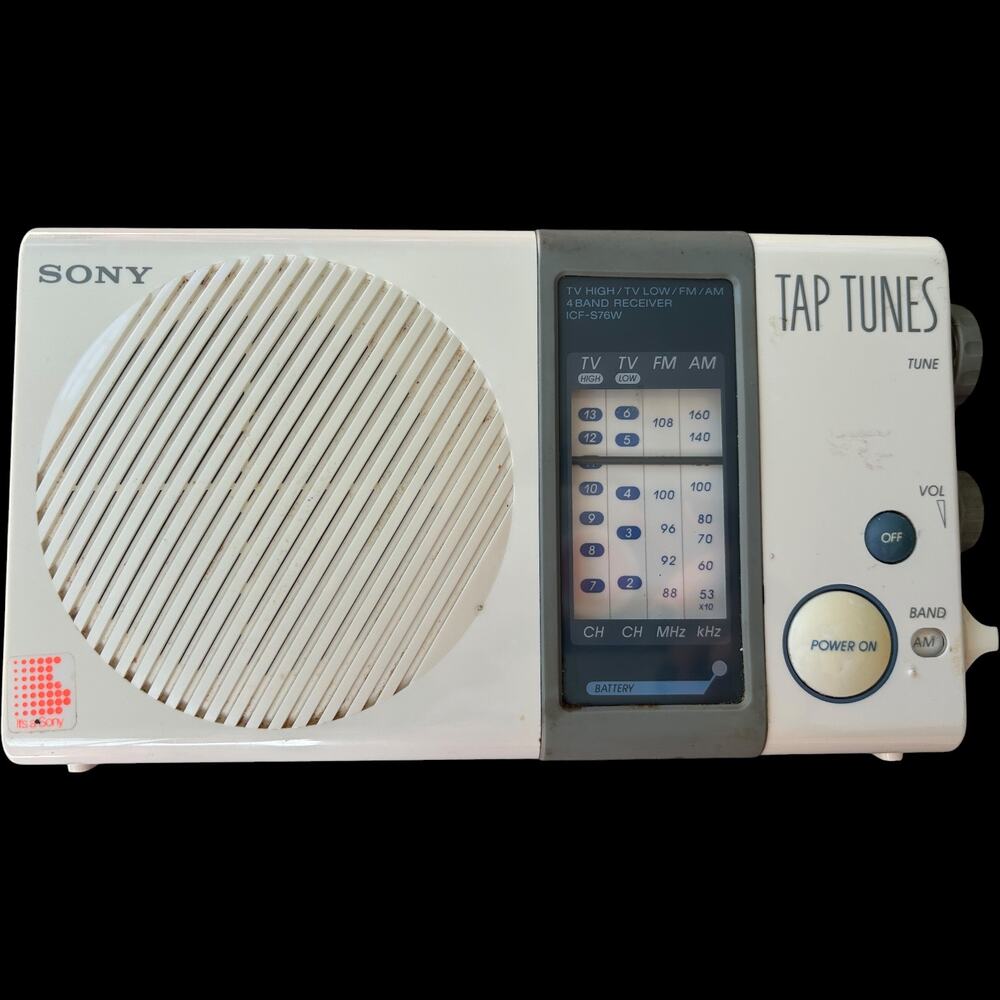 EUC Vintage Sony Tap Tunes ICF-S76W Damp Environment AM/FM/TV Radio Tuner